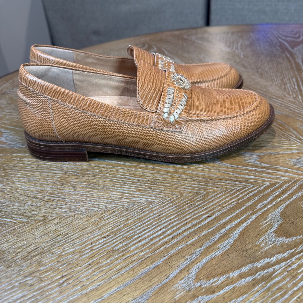 Brioso Frisco Lizard Embossed Leather Loafers Brown Slip On‎ Size 10 - Picture 4 of 10